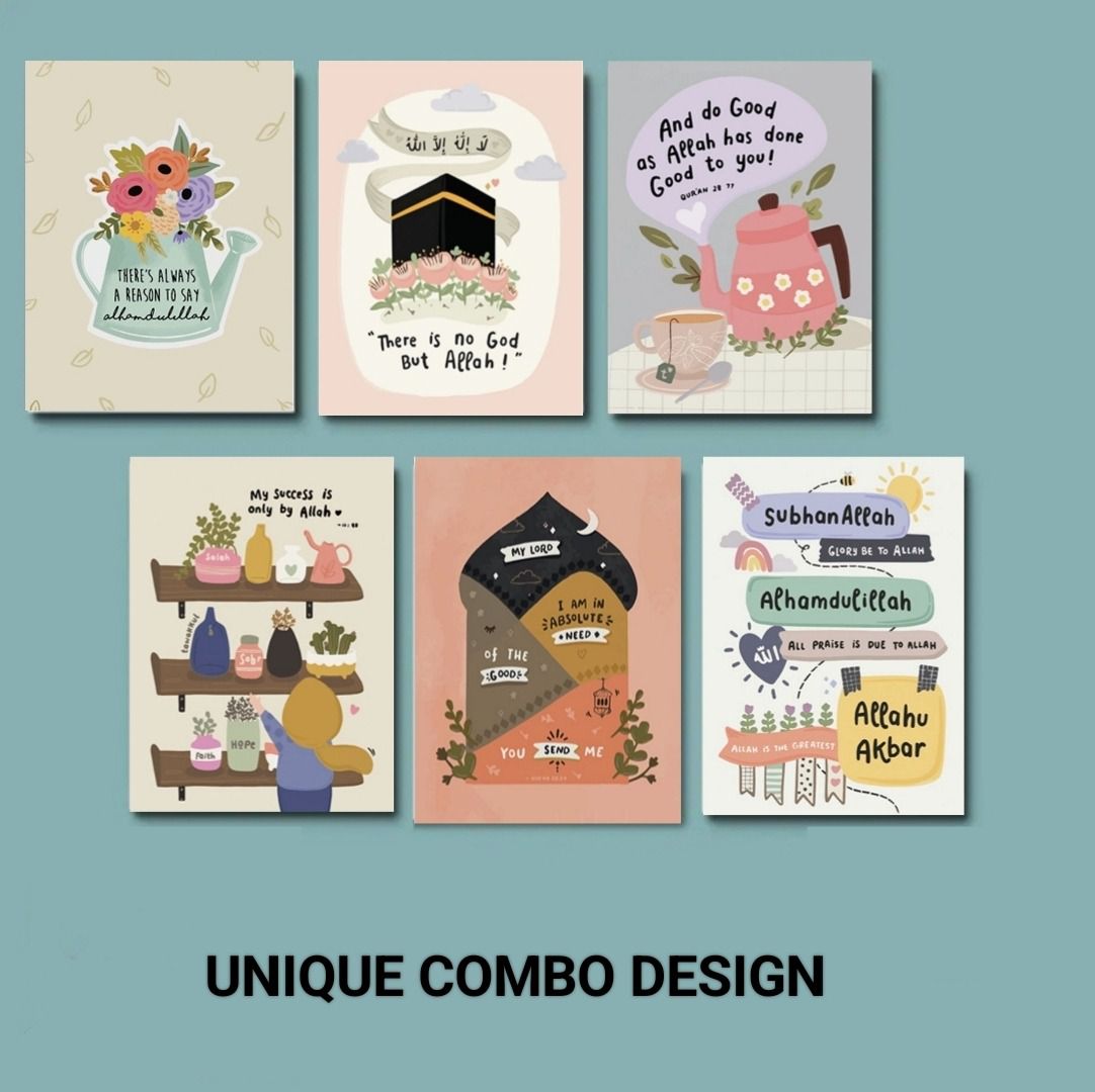 Wall Poster 6 pcs Home Decoration Arabic Calligraphy Wallmate Decoration home decoration item